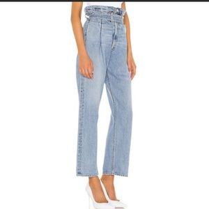 Agolde Reworked 90's Cinched Paperbag High Rise Straight Jean In Revival…